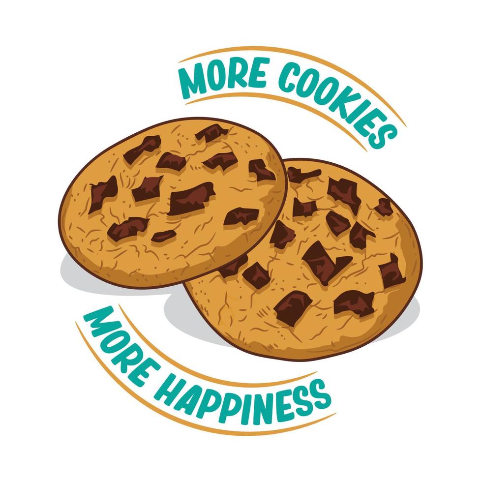 chocolate chip galletas vector ilustración, Perfecto para galletas tienda logo y etiqueta pegatina