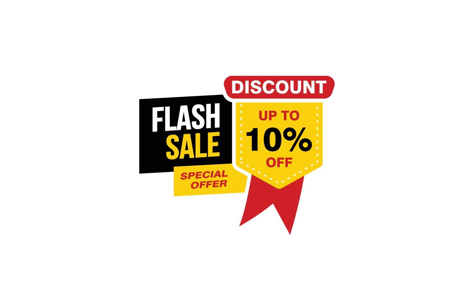 10 Percent FLASH SALE offer, clearance, promotion banner layout with sticker style. vector