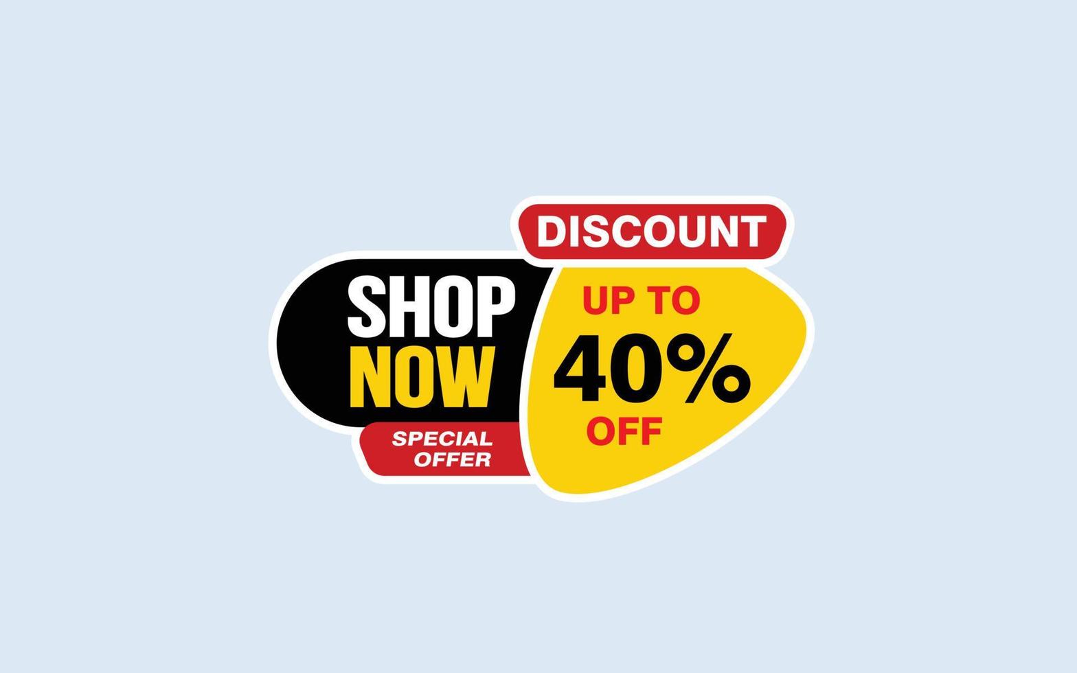 40 Percent SHOP NOW offer, clearance, promotion banner layout with sticker style. vector