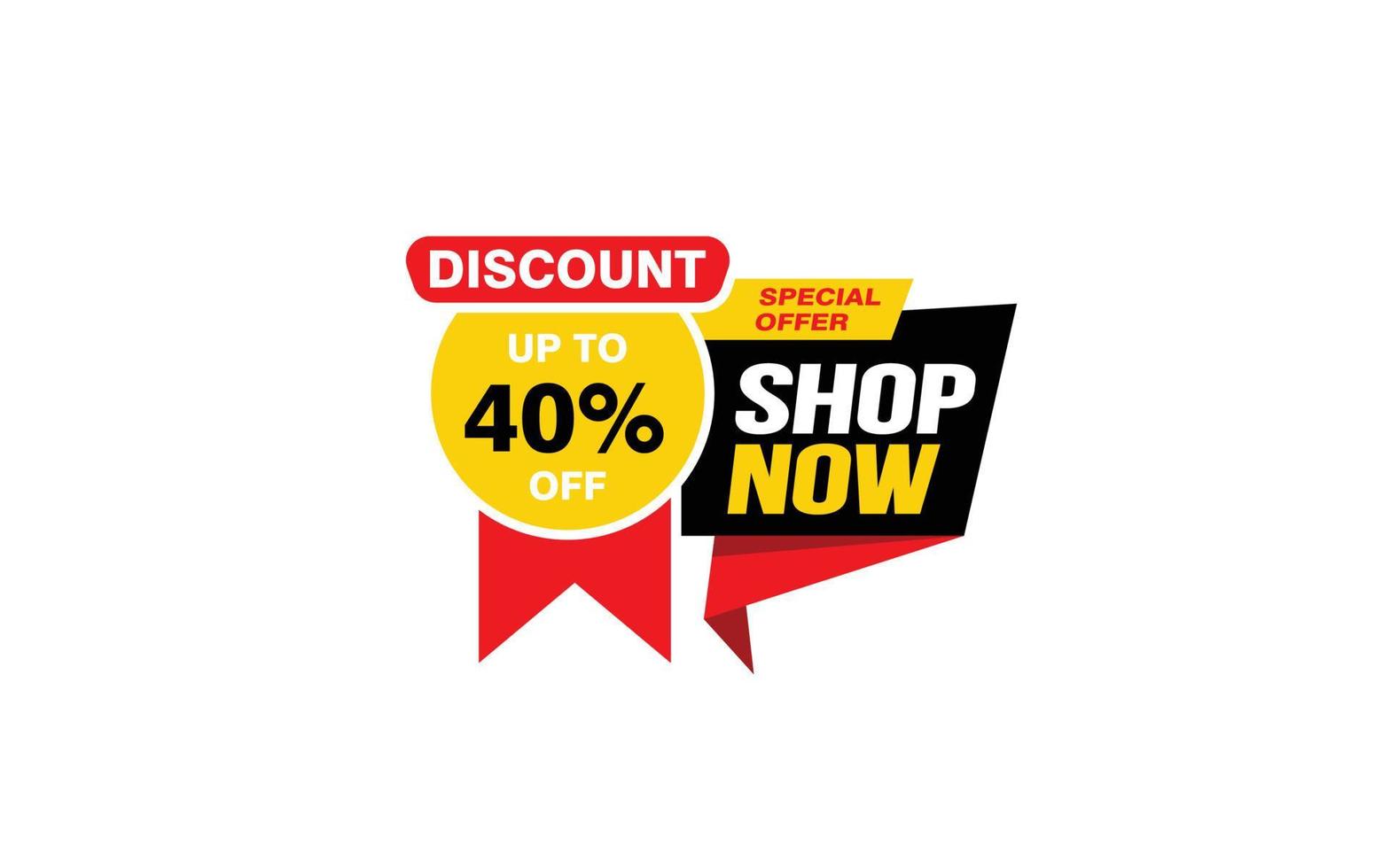 40 Percent SHOP NOW offer, clearance, promotion banner layout with sticker style. vector