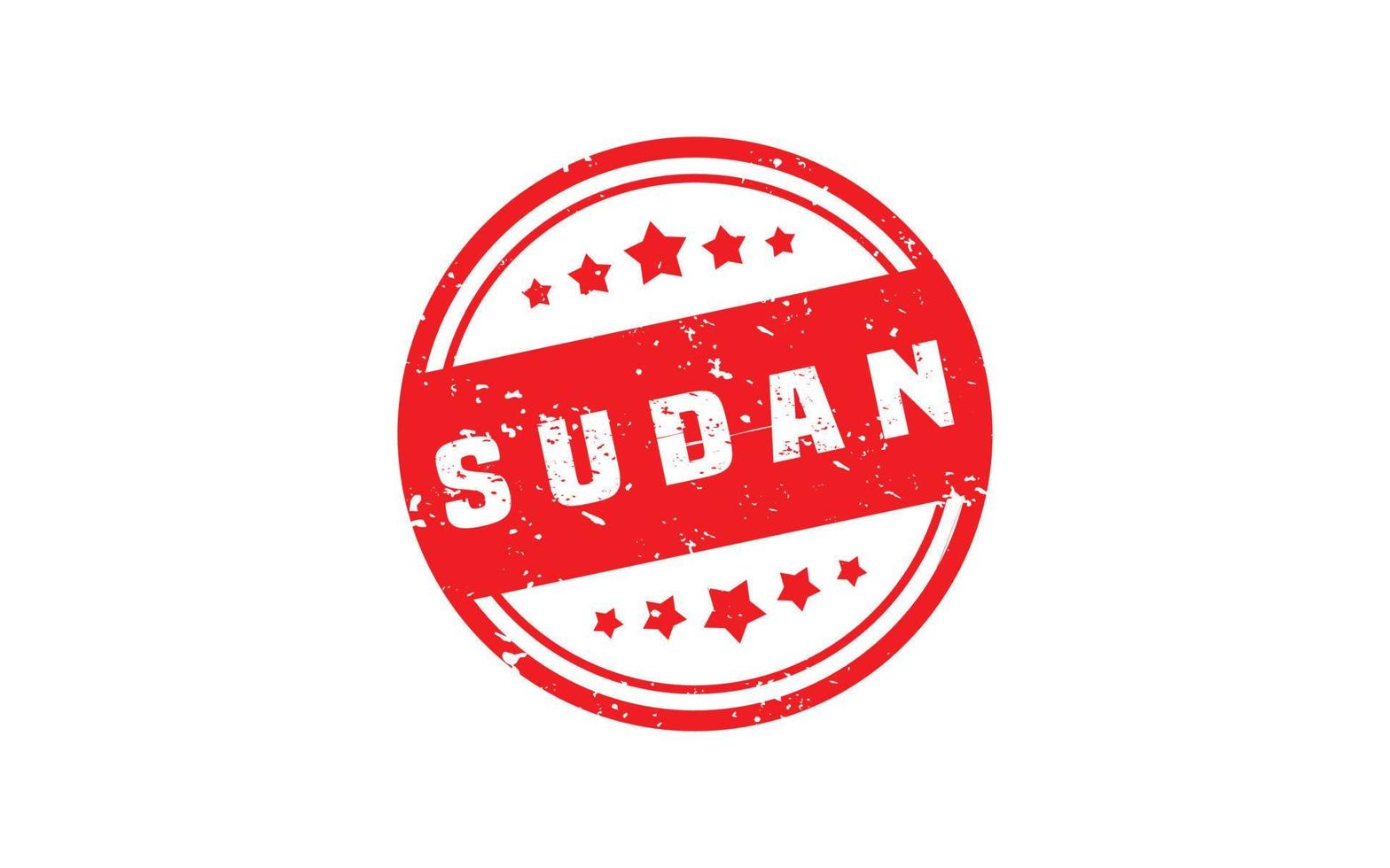 Sudán sello caucho con grunge estilo en blanco antecedentes vector