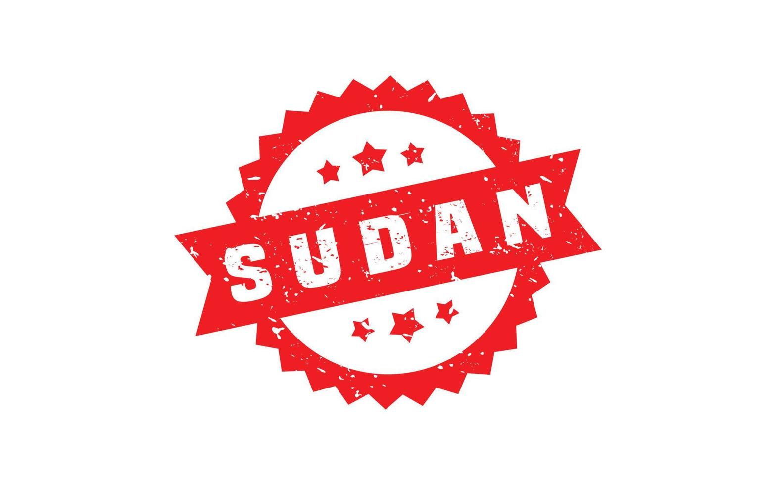 Sudán sello caucho con grunge estilo en blanco antecedentes vector