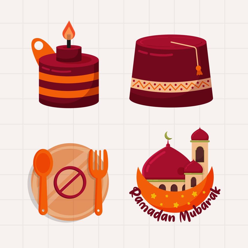 Islamic Ramadan Element Collections in Flat Illustration vector