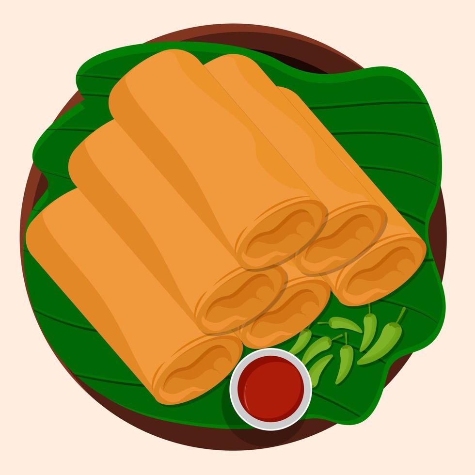 Vector illustration of fried risoles for takjil in the month of Ramadan