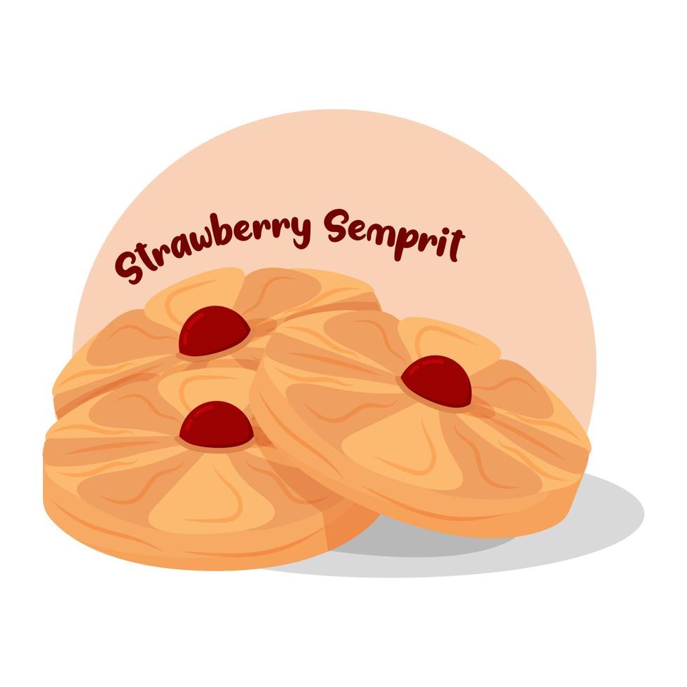 Illustration of Ramadan Eid Al-Fitr mubarak Strawberry Semprit Cookies vector