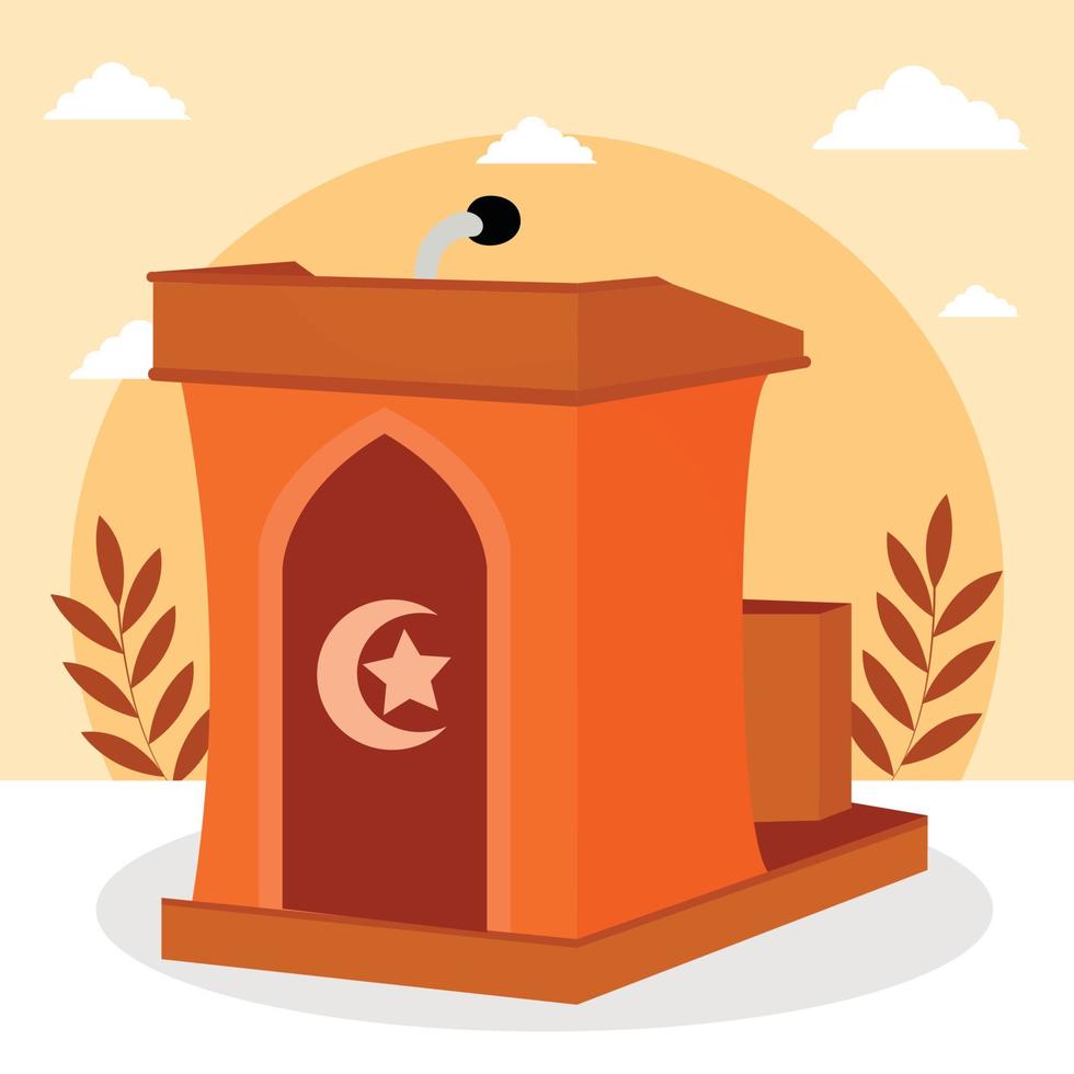 Pulpit with mic flat  illustration vector