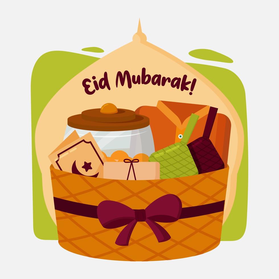 Ramadán eid Mubarak cestas ilustración vector