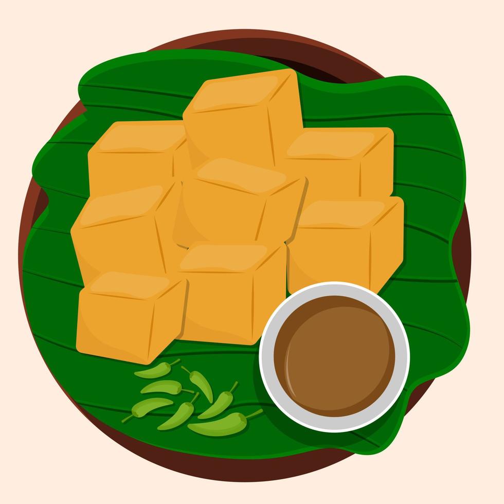 vector ilustración de frito tofu para takjil en el mes de Ramadán