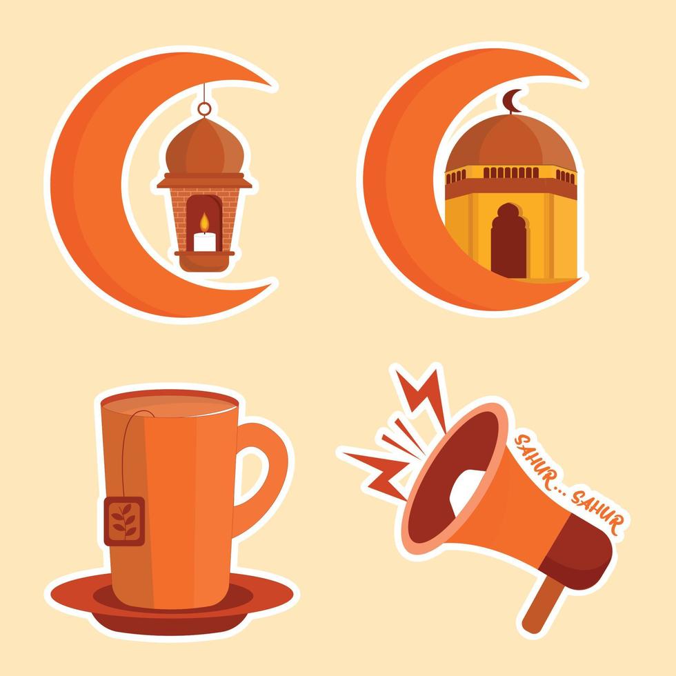 colecciones de elementos de ramadán islámico en ilustración plana vector