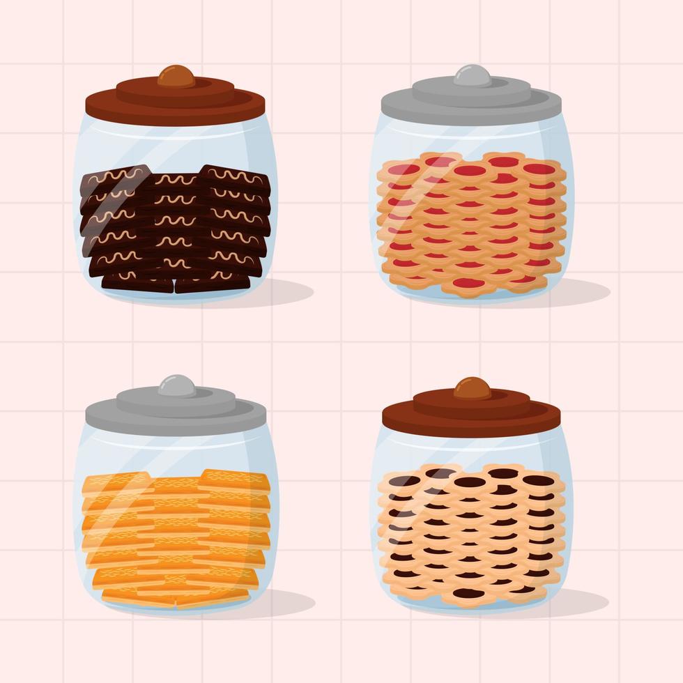 Illustration of Ramadan Eid Al-Fitr Mubarak Cookies in Jar Collections vector