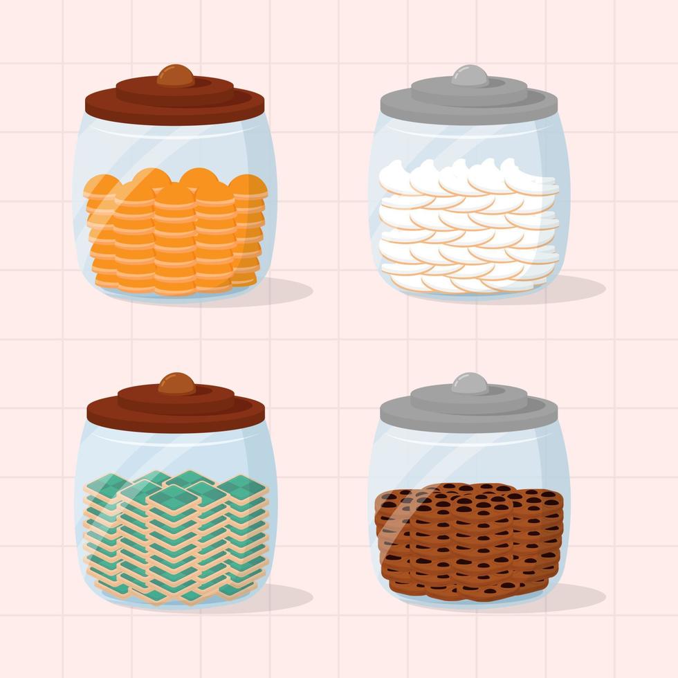 Illustration of Ramadan Eid Al-Fitr Mubarak Cookies in Jar Collections vector