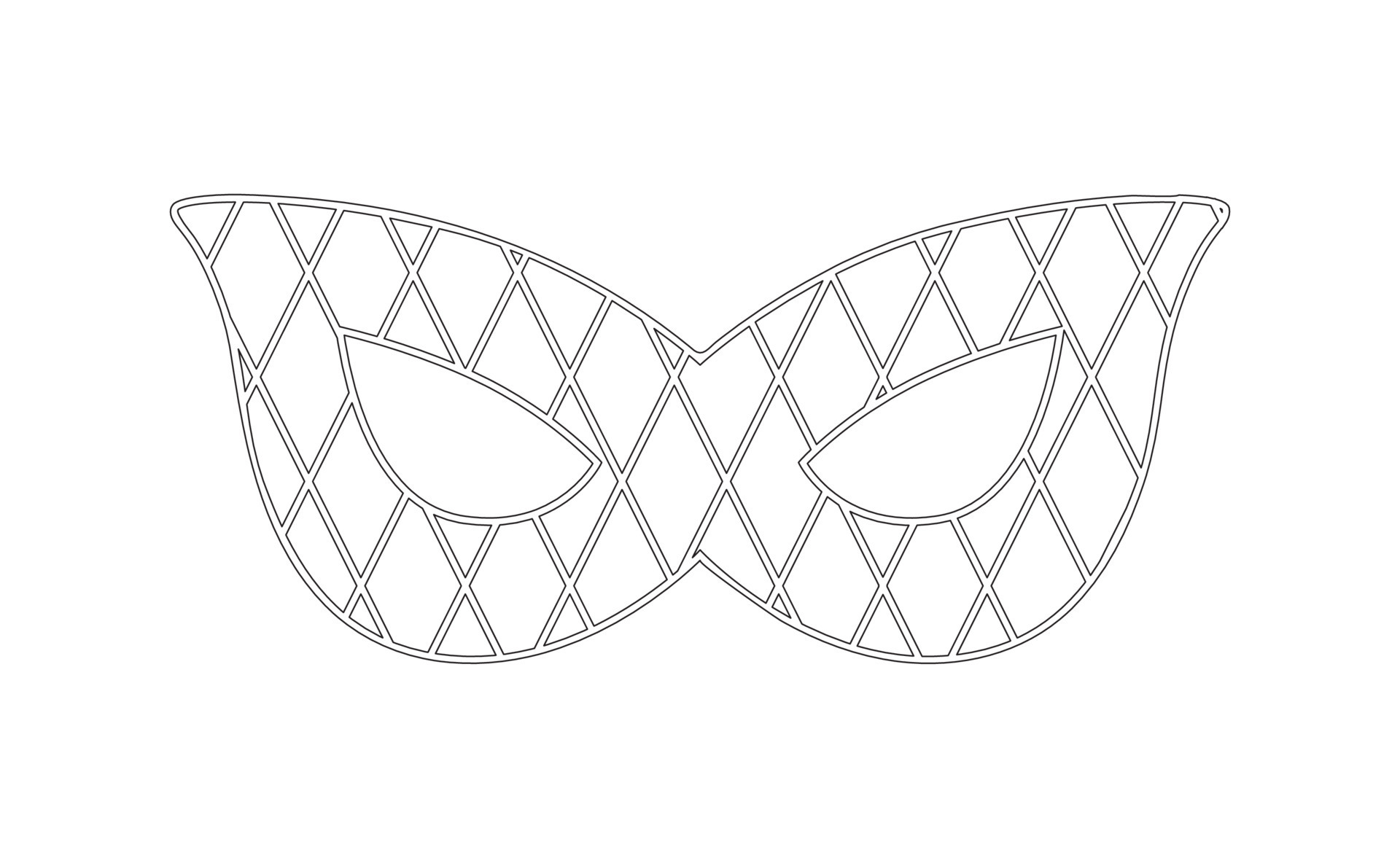 Carnival outine mask vector illustraion. Linear romb decorated face