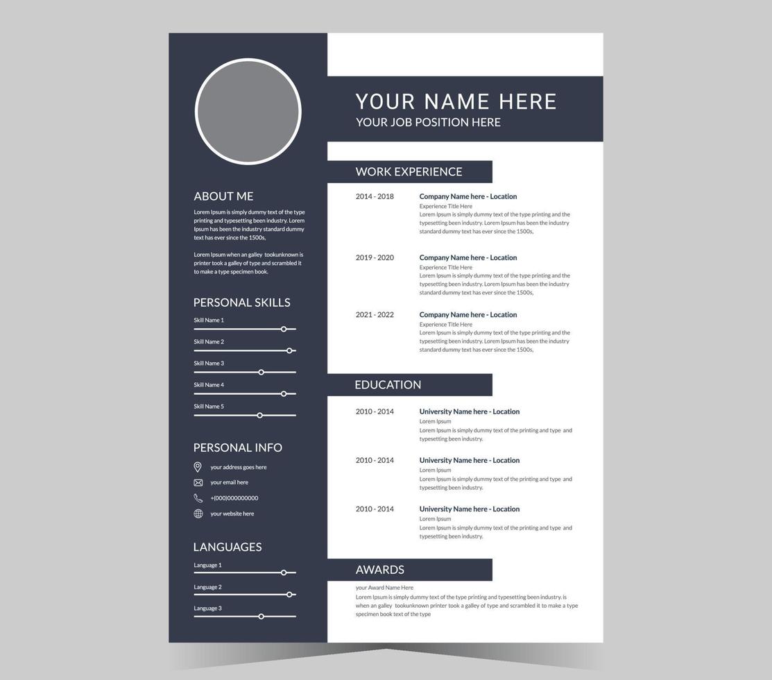 CV resume template vector