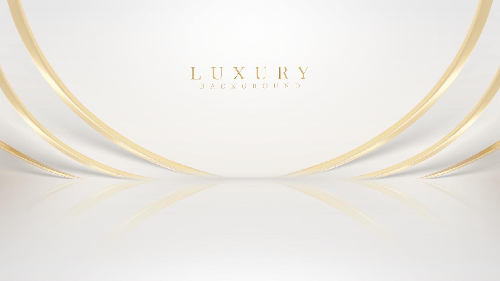 White luxury background with golden curve elements and light effect decoration. vector