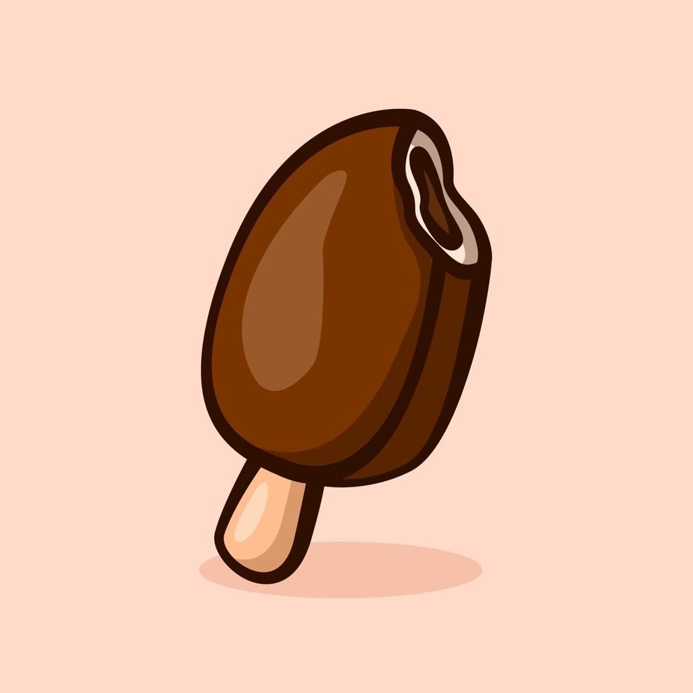 bitten stick ice cream cartoon illustration vector