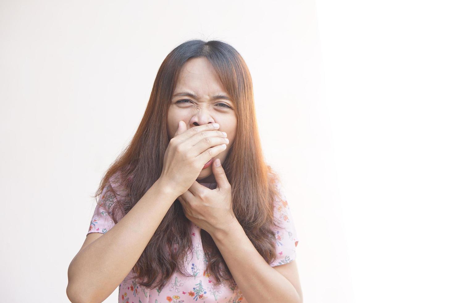 Asian woman having a toothache photo