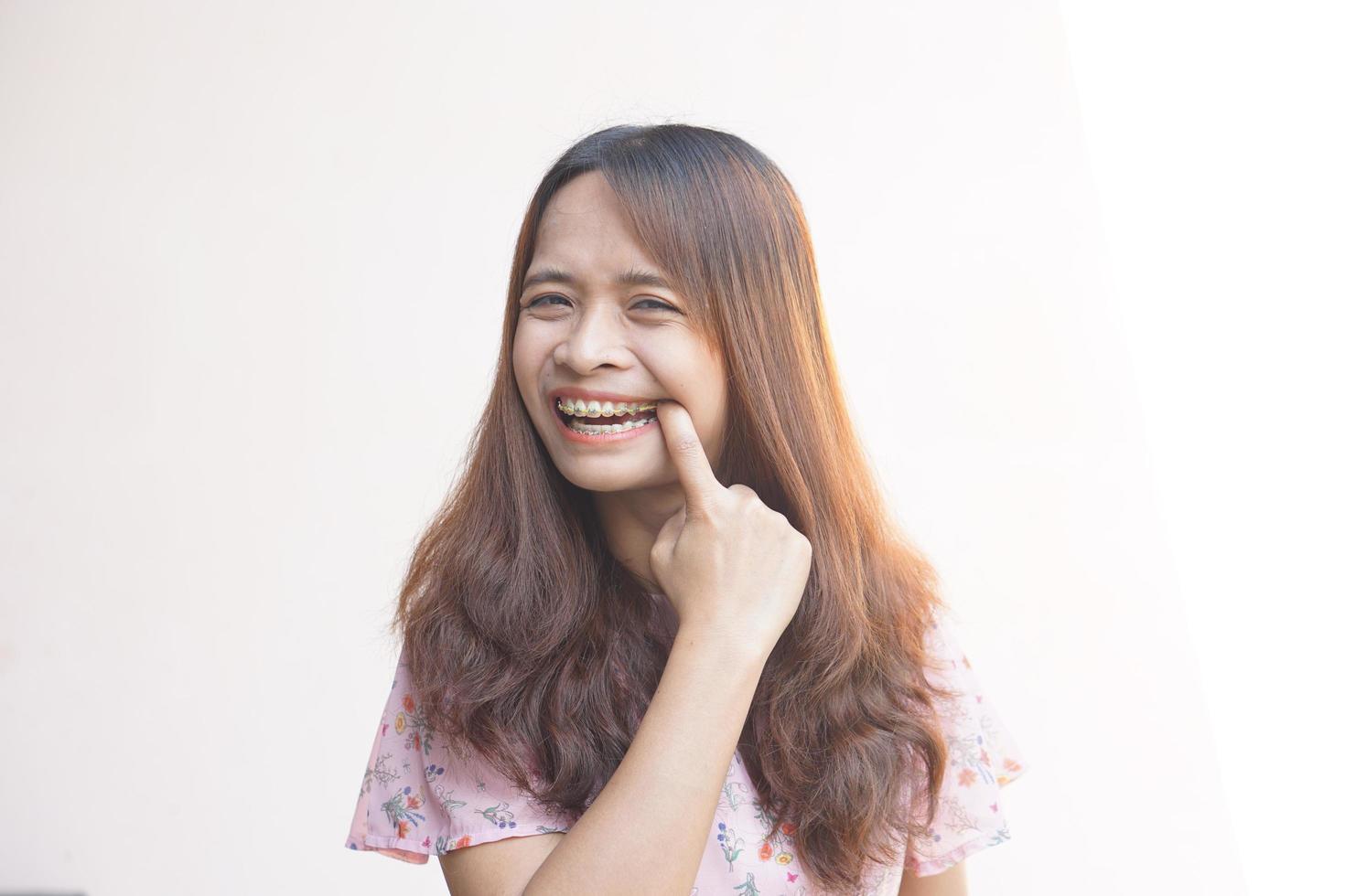 Asian woman having a toothache photo