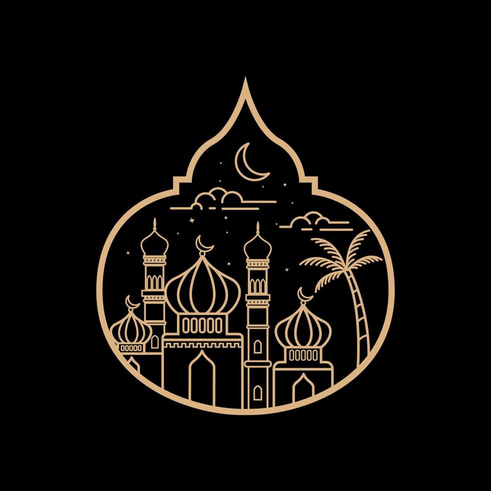 Ramadan kareem vector celebration of holy month of line art style design template