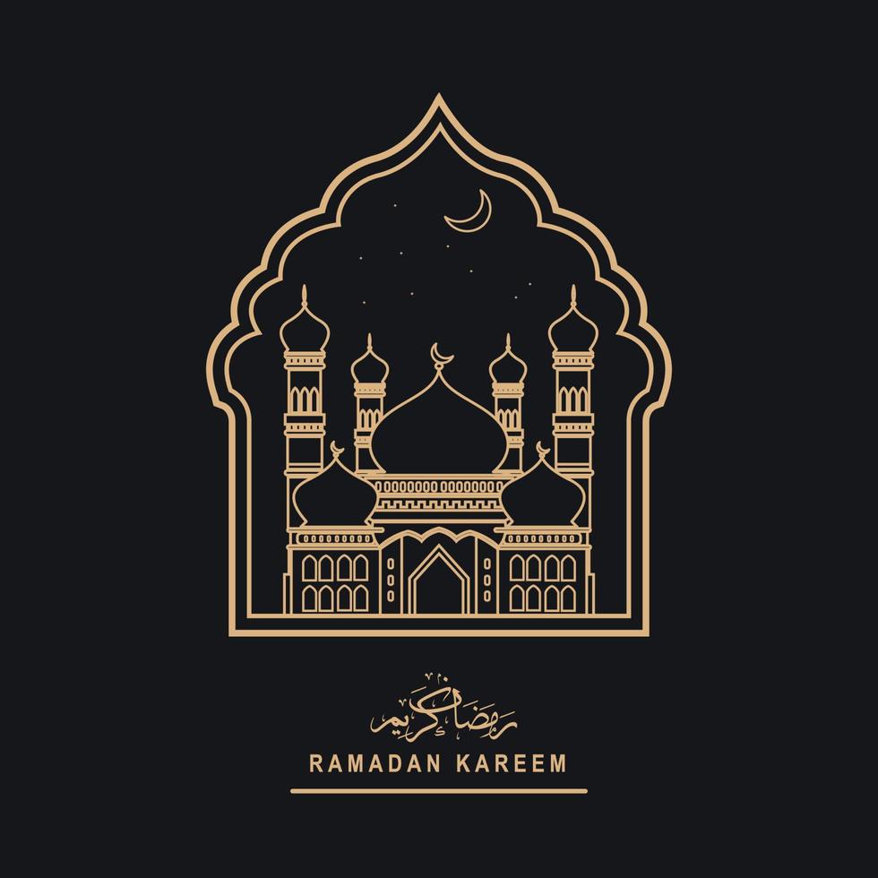 Ramadan kareem vector celebration of holy month of line art style design template