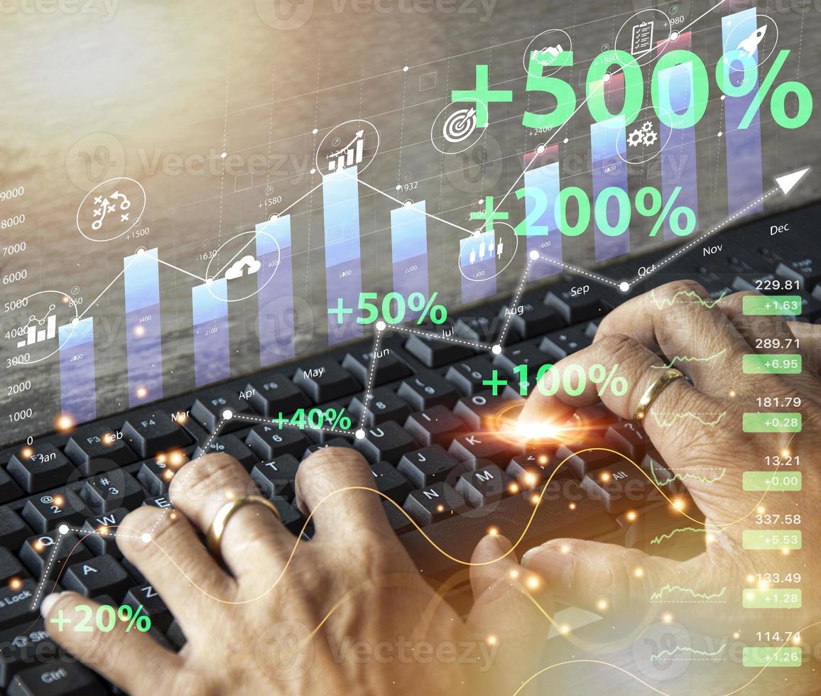 Concepts stock trading, crypto-currency trading successful Rising market, profit from investment photo