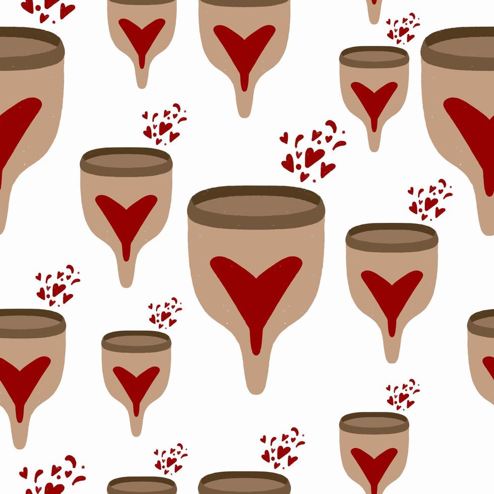 Seamless pattern menstrual cup, menstruation, women is health vector