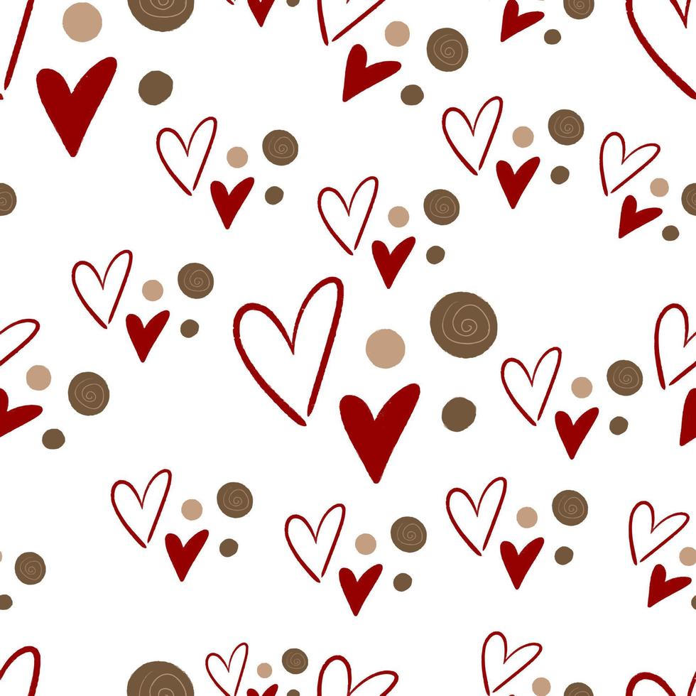 Seamless pattern abstract spots, dots and hearts vector