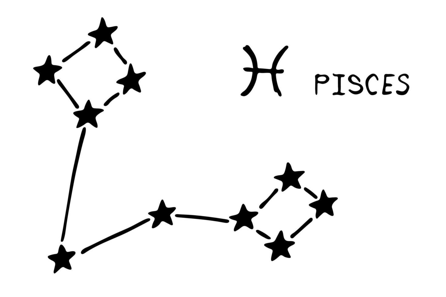 dibujado a mano piscis signo del zodiaco símbolo esotérico garabato astrología elemento de imágenes prediseñadas para el diseño vector