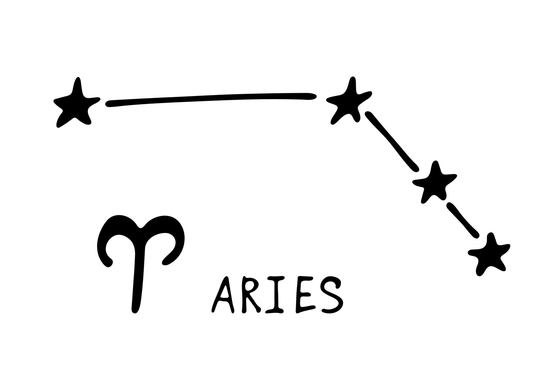 Hand drawn aries zodiac sign Esoteric symbol doodle Astrology clipart ...