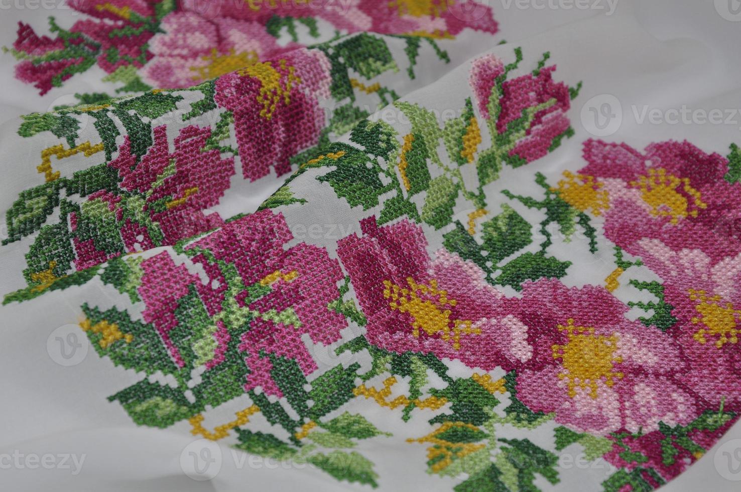 Fragment Of Fabric With Traditional Handmade Wooden Cross Stitch Embroidery  Frame, Floral Ornament Stock Photo, Picture and Royalty Free Image. Image  64685622.