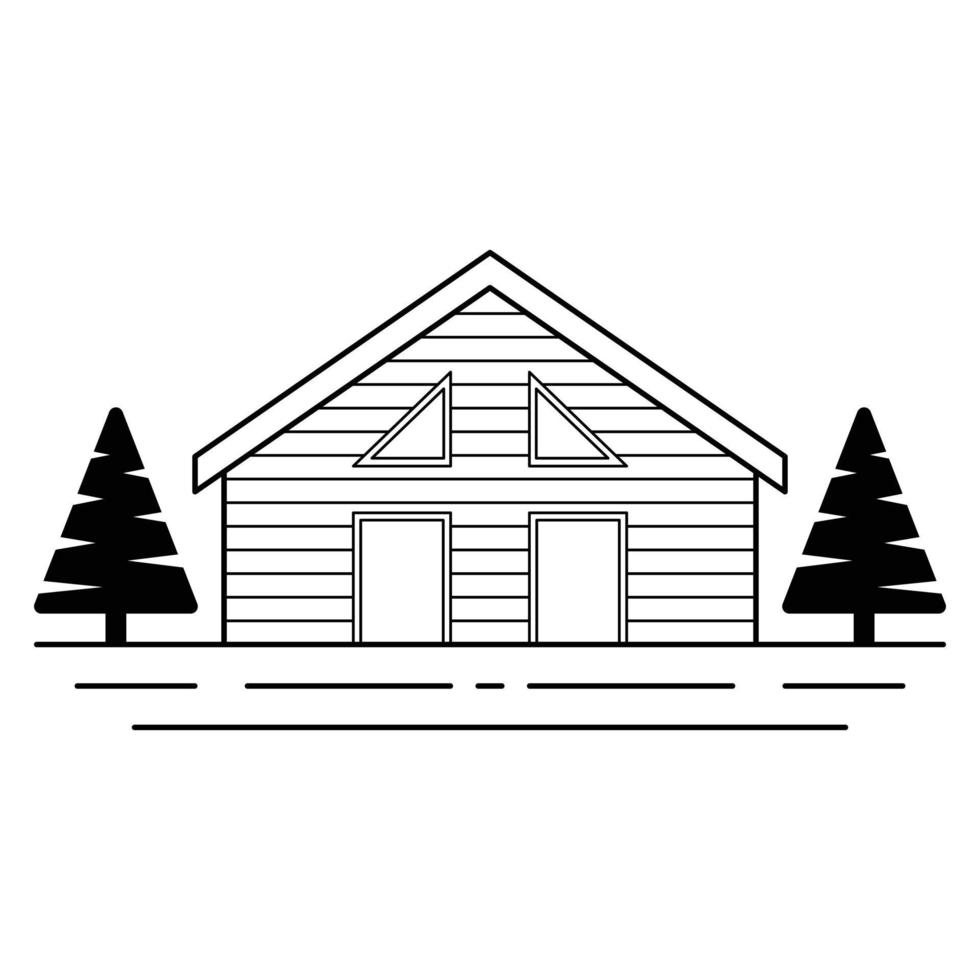 Hand drawn house and trees icon design. Flat icon. Luxury real estate icon. vector