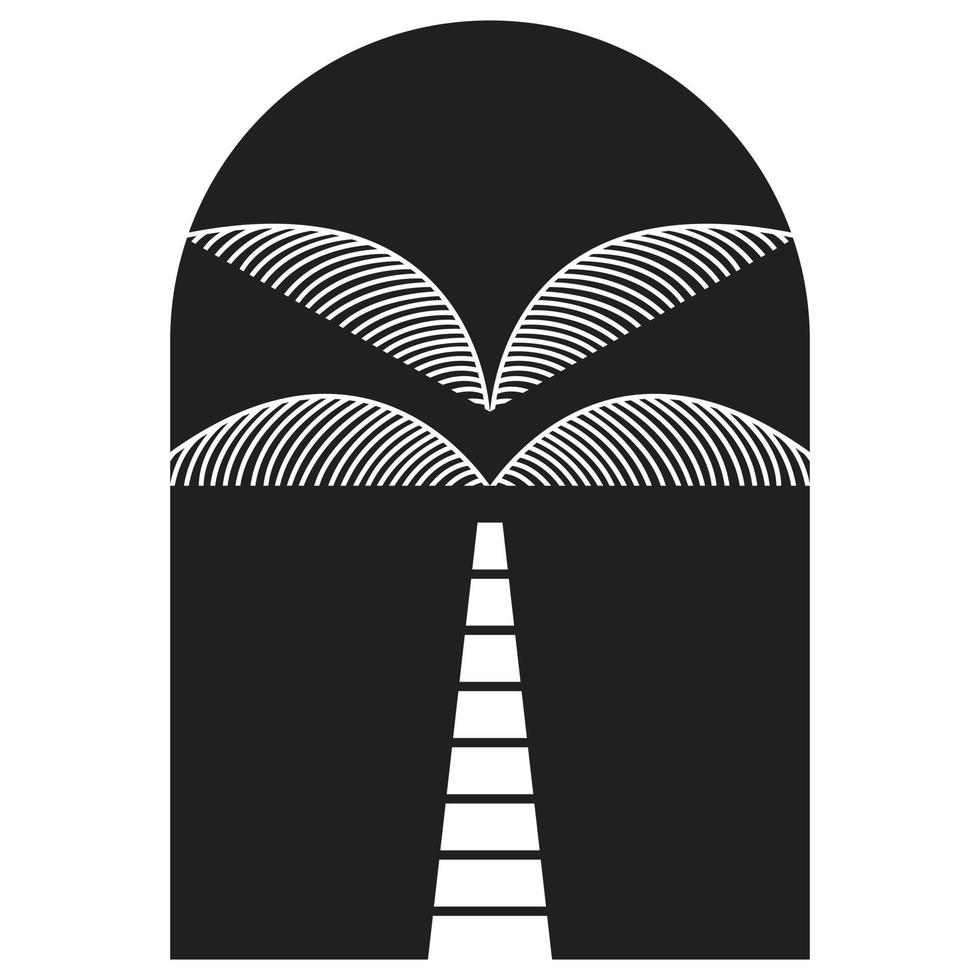 Bohemian icon design with palm tree. Flat tropical icon. vector