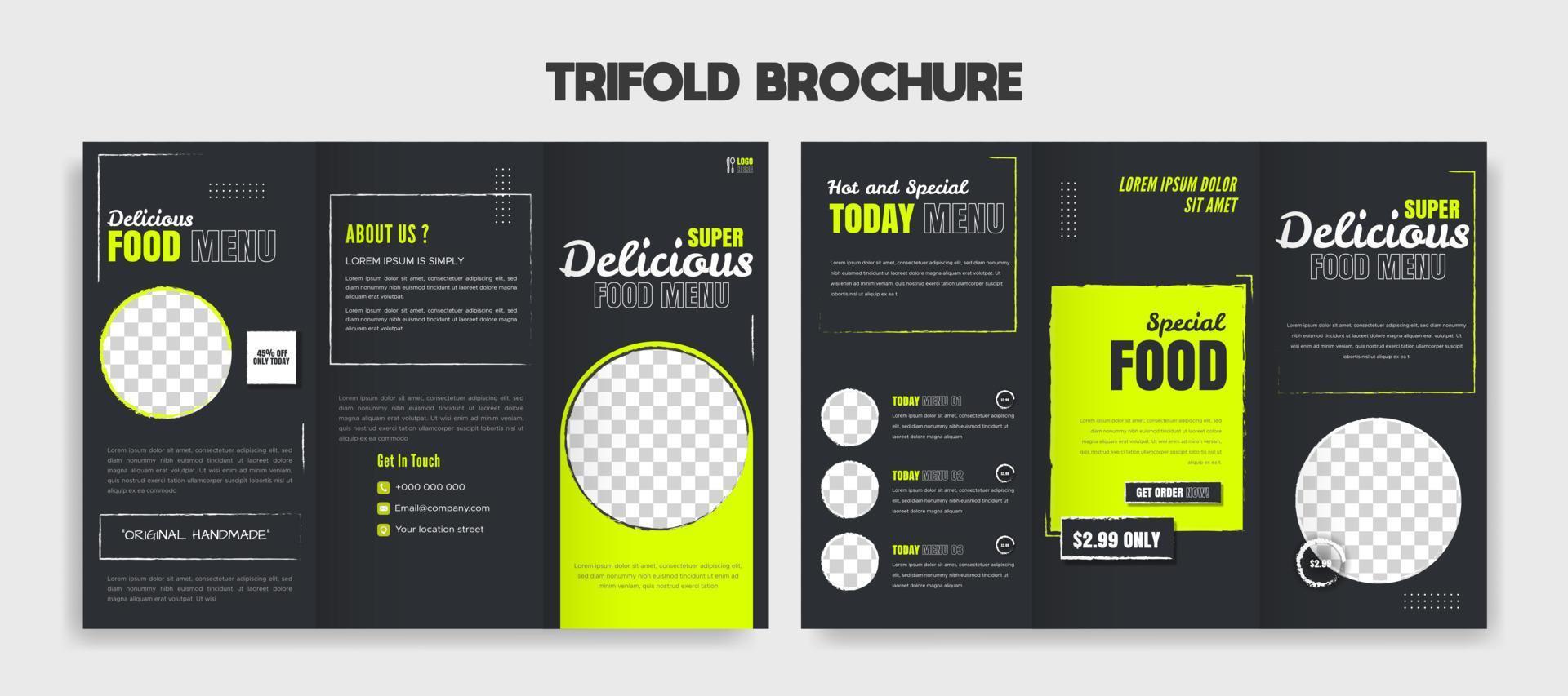 tríptico folleto comida diseño modelo. vector