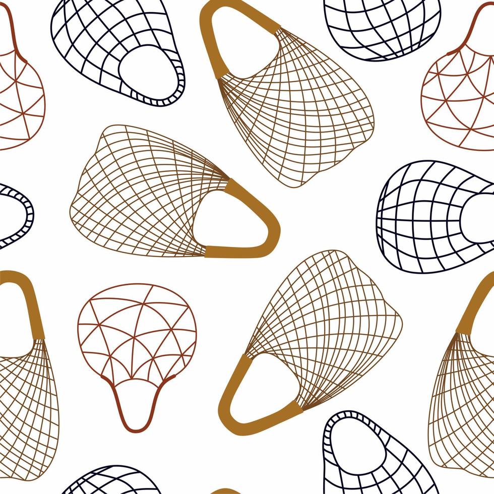 Vector mesh or mesh shopping bags for eco friendly living. Zero waste. Wrapping paper, print, textile, fabric.