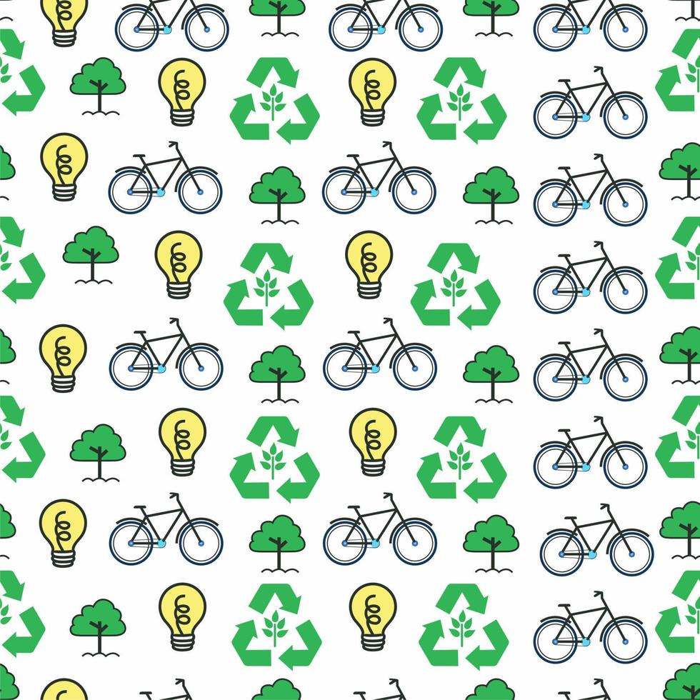 Vector hand drawn recycling and ecology seamless pattern. Zero waste.