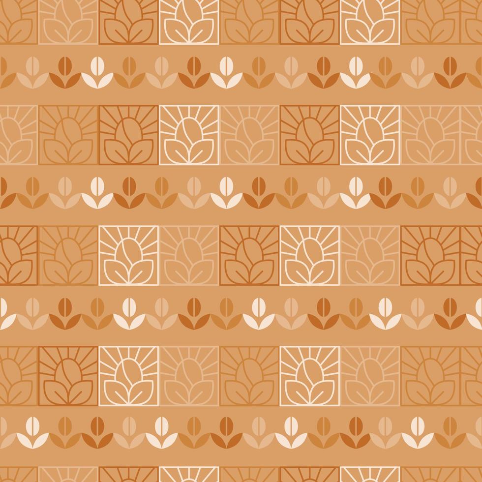 Coffee beans and leaves luxury pattern design. Flat branding pattern for cafe. Premium coffee and leaves vector background.