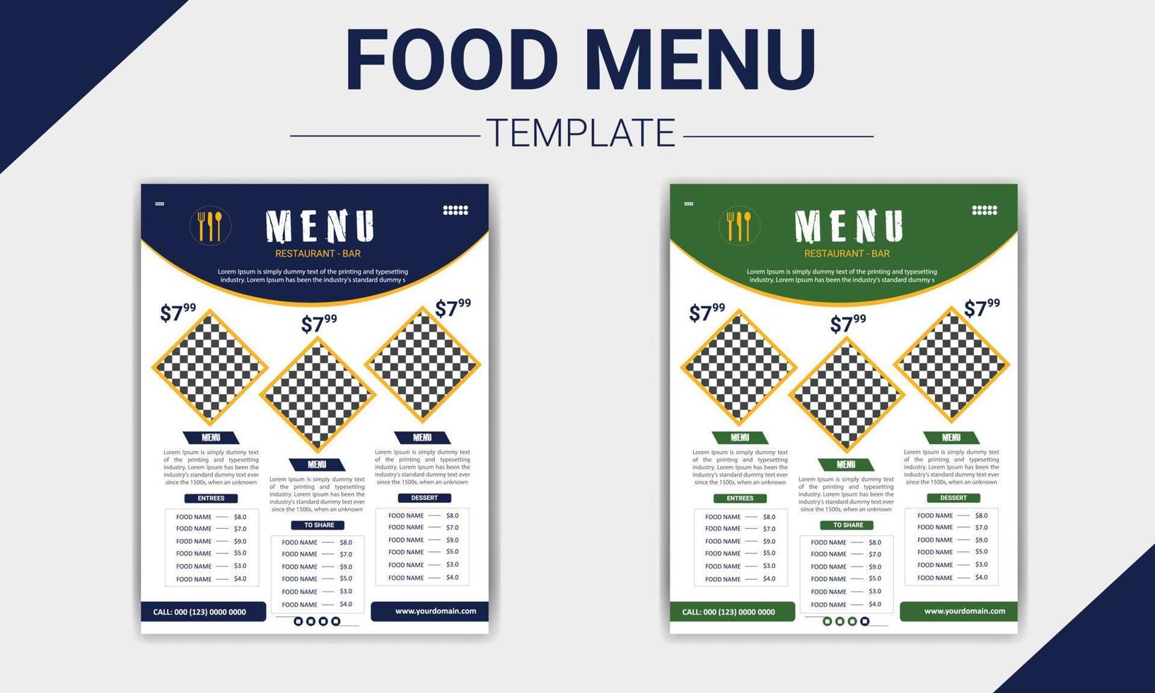 Modern restaurant beautiful food menu design template vector