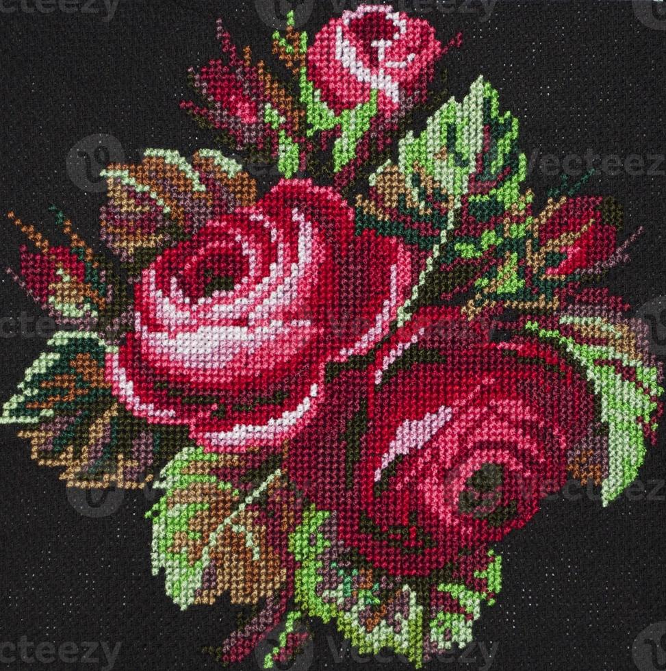 embroidered cross-stitch pattern retro photo