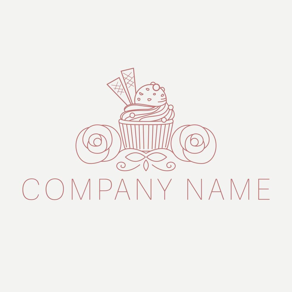 plantilla de diseño de logotipo vectorial. icono de panadería de cupcakes. diseño del logotipo de la magdalena de batido de azúcar. vector