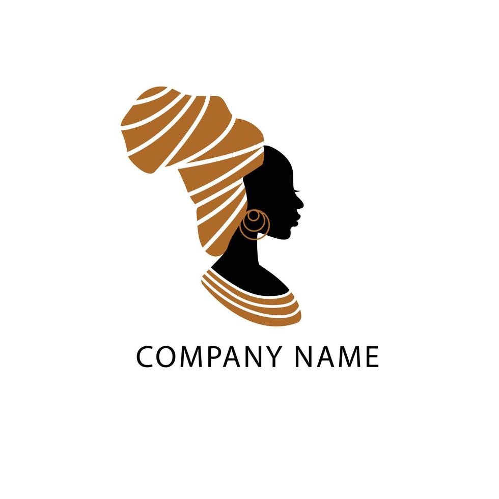 Beautiful African woman silhouette illustration. Modern vector art