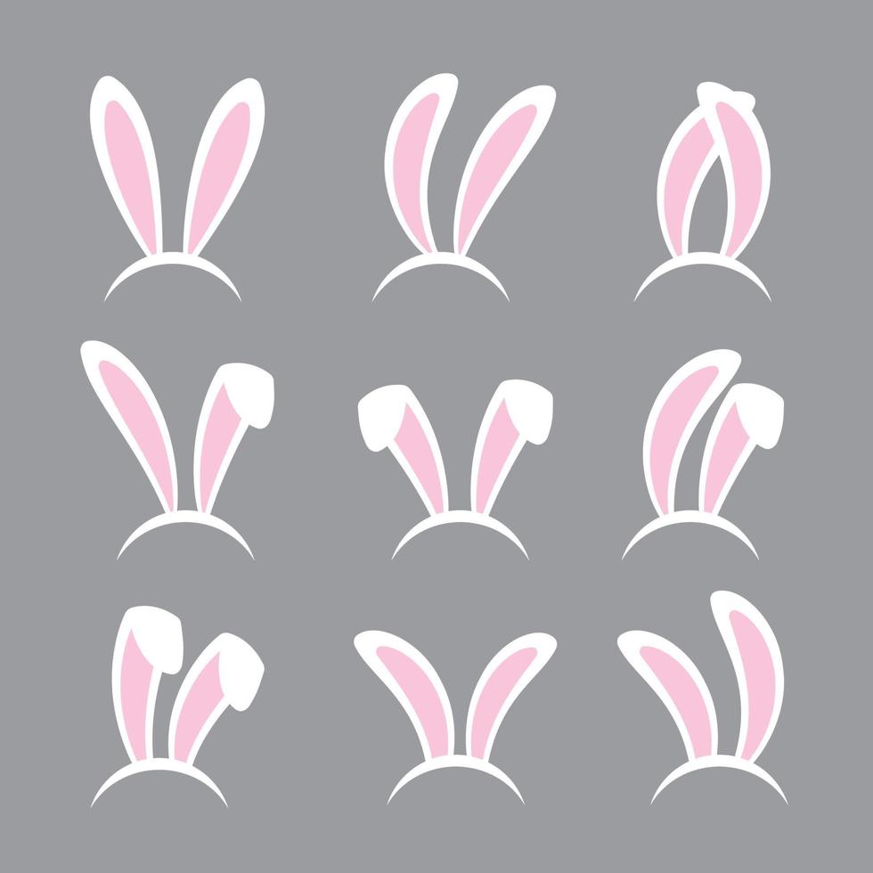 Rabbit ears headband set. Easter bunny ears isolated on background. vector