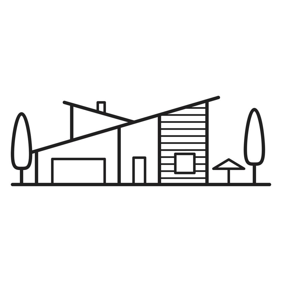 Hand drawn house and trees icon design. Flat icon. Luxury real estate icon. vector