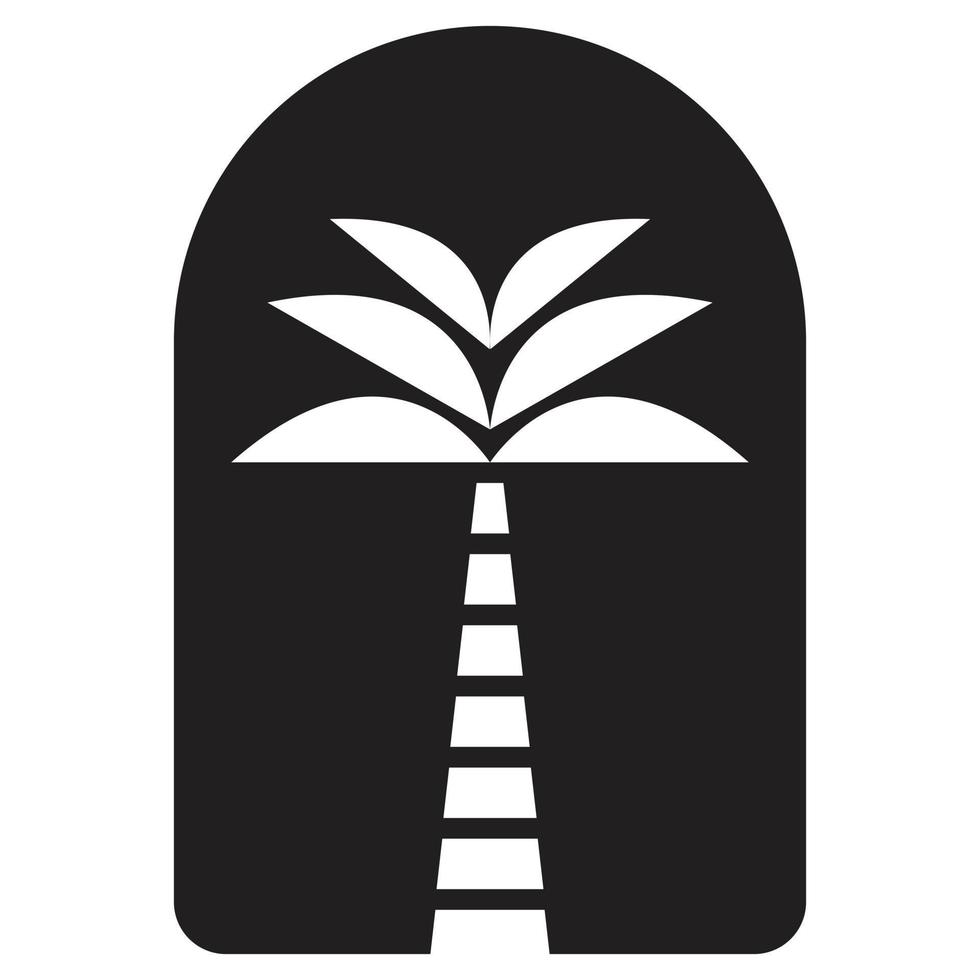 Bohemian icon design with palm tree. Flat tropical icon. vector