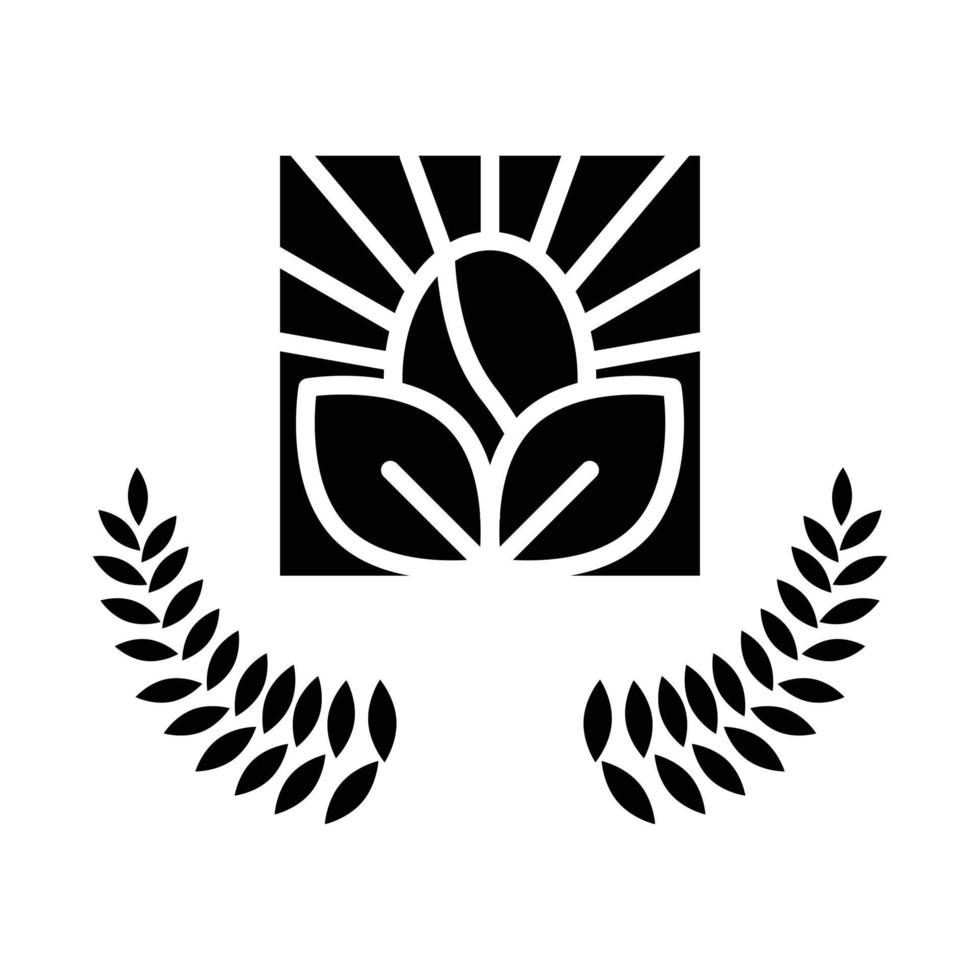 Coffee bean and leaves luxury icon. Flat icon design for cafe. vector