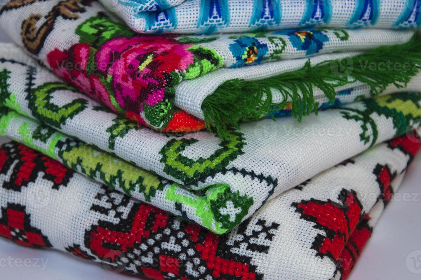 Traditional  embroidered towels, macro photo