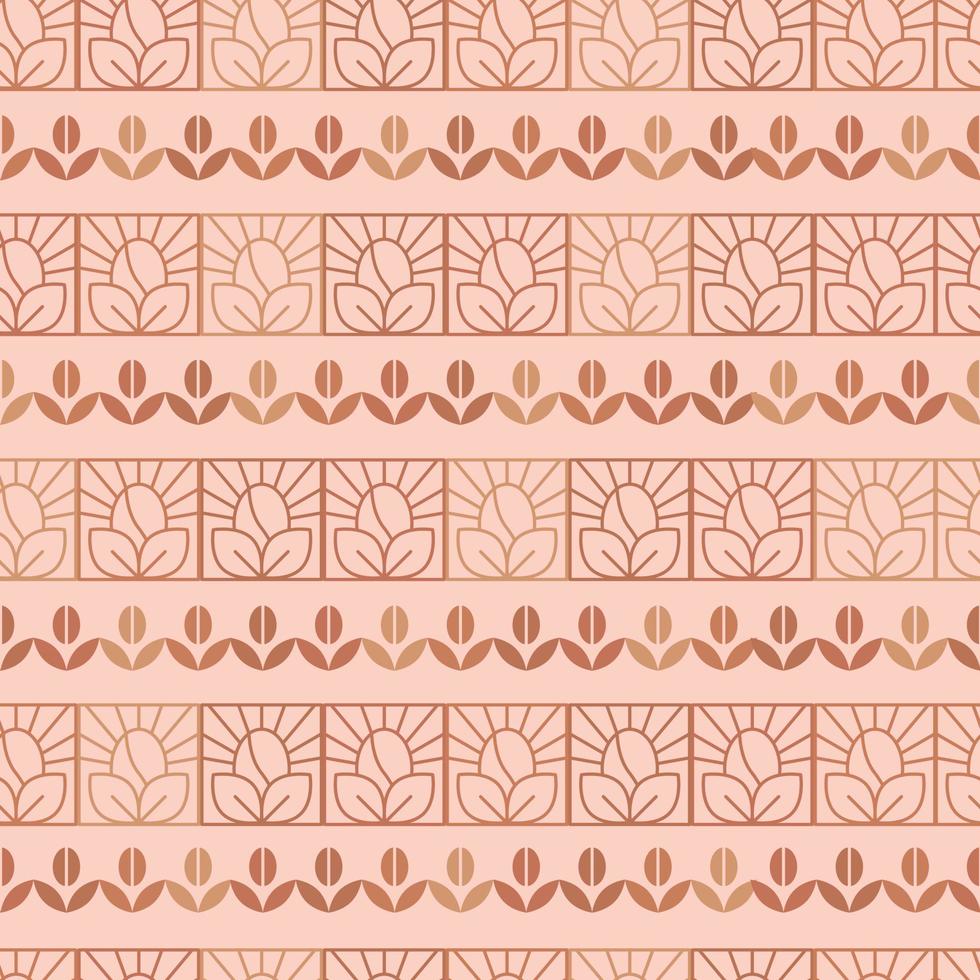 Coffee beans and leaves luxury pattern design. Flat branding pattern for cafe. Premium coffee and leaves vector background.