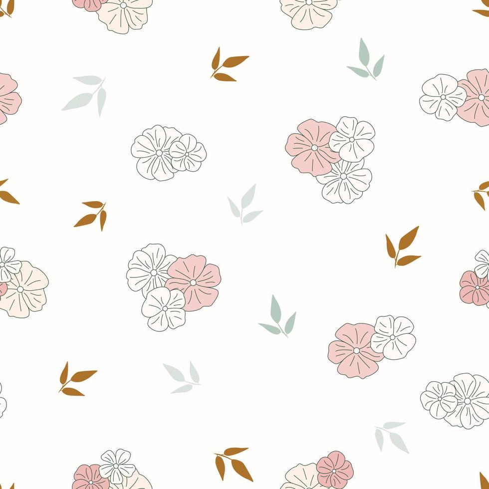 Modern tropical flowers seamless pattern design. Seamless pattern with spring flowers and leaves. Hand drawn background. floral pattern for wallpaper or fabric. Botanic Tile. vector