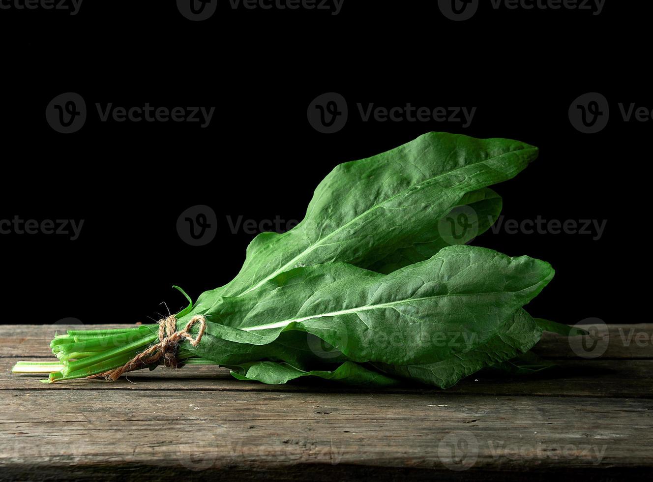 fresh green leaves of sorrel are bound in a bunch photo