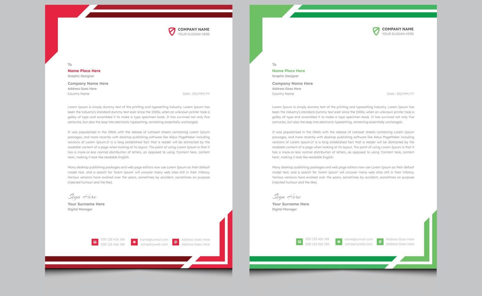 Simple colorful elegant clean minimal abstract creative modern professional company corporate identity business style letterhead template design. vector