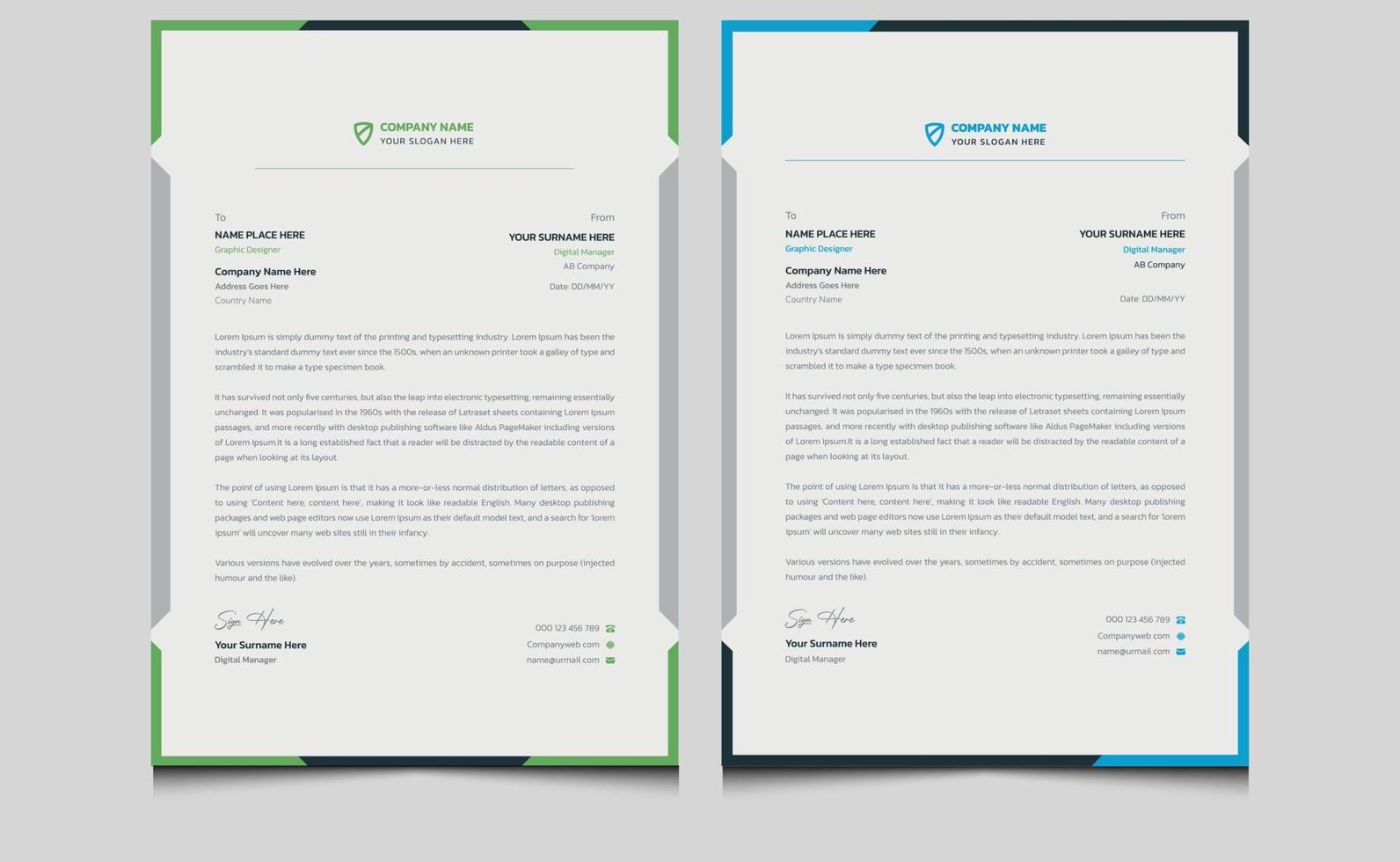 Elegant simple minimal clean creative modern professional company corporate identity business letterhead template design. vector