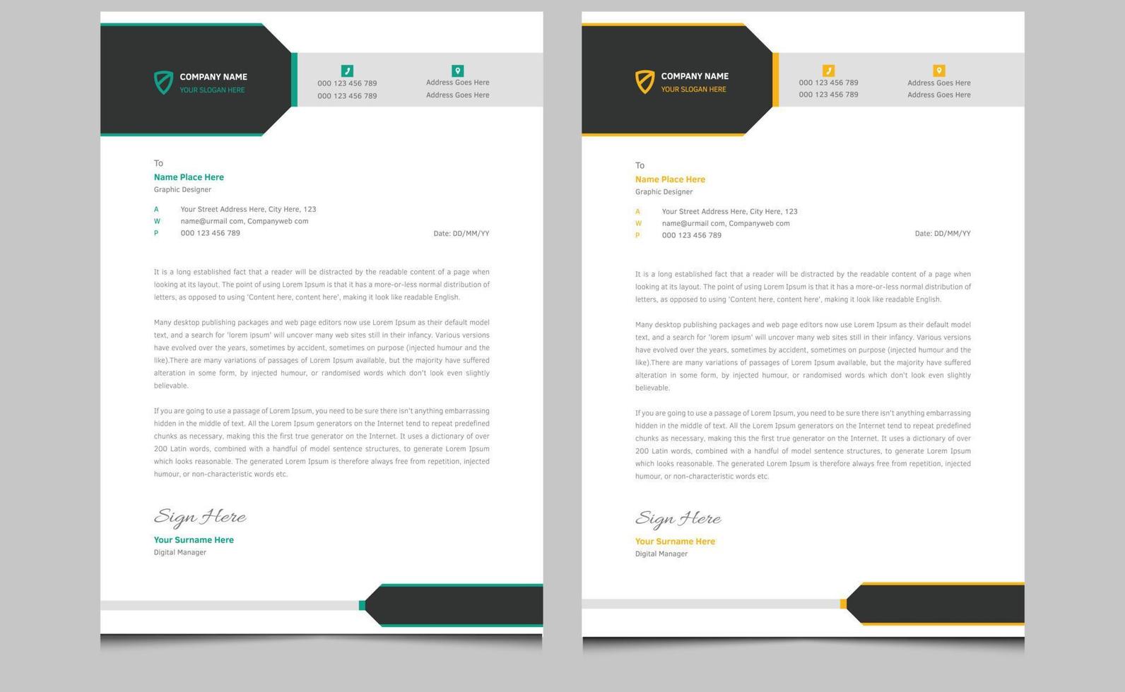 Simple clean abstract elegant creative company modern professional corporate identity business style letterhead design template. vector